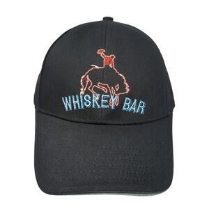 Whiskey Bar Snapback Cap Black One Size Adjustable Embroidered Cowboy Hardware
